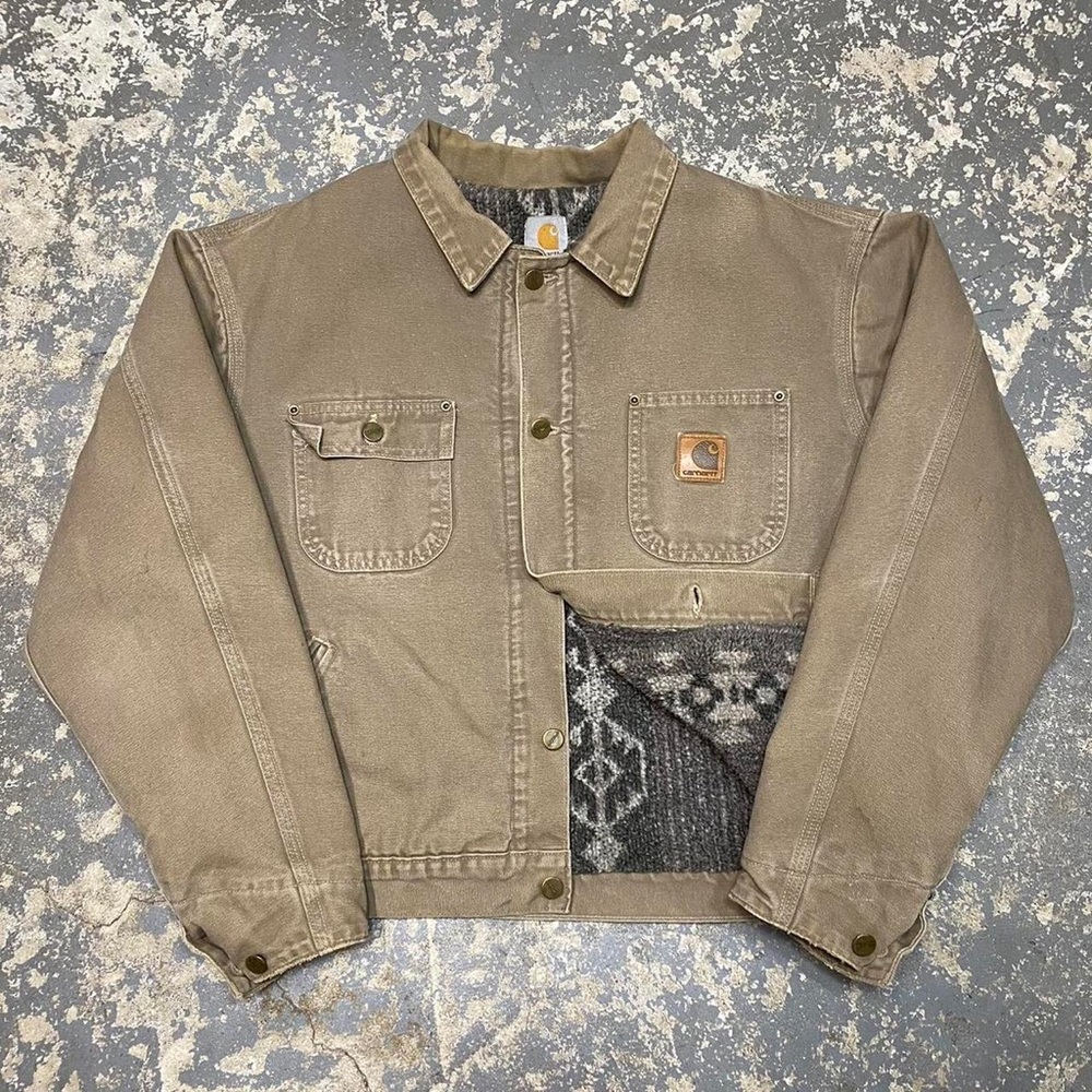 Vintage Carhartt Southwestern Sherpa Lined Aztec Jacket JP1021 XXL